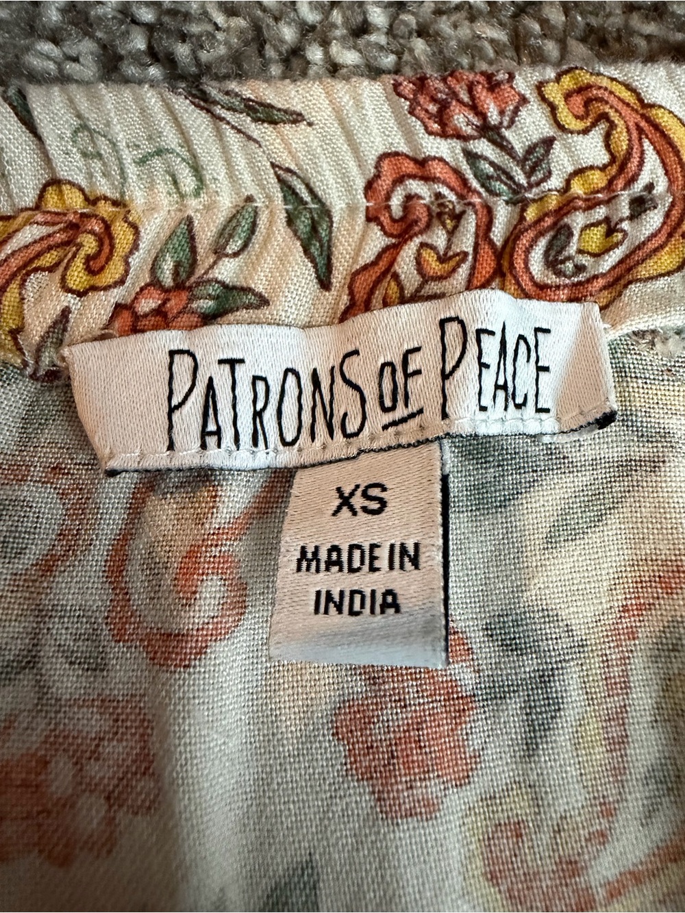 Patrons of Peace Paisley Floral Maxi Skirt XS Boho Side Slit Rayon - Picture 6 of 8